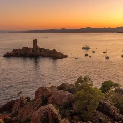 Coucher de soleil île d'Or Saint-Raphaël