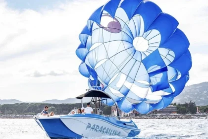 Parasailing above Cannes Bay